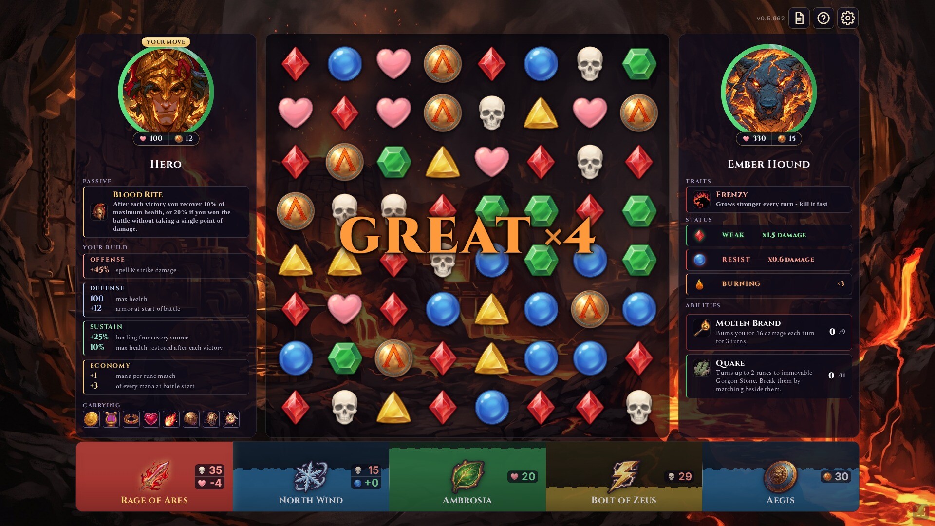 Demigod build and relic selection